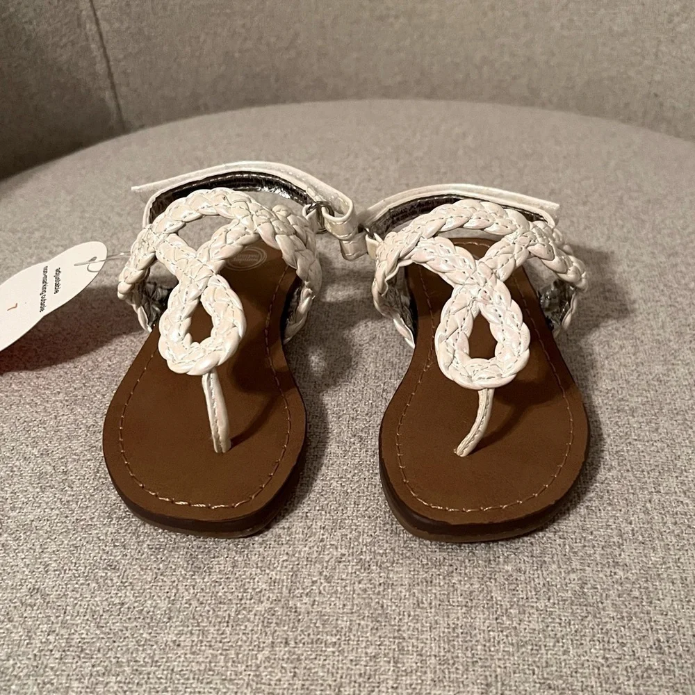NWT Wonder Nation girl’s iridescent white braided sandals
